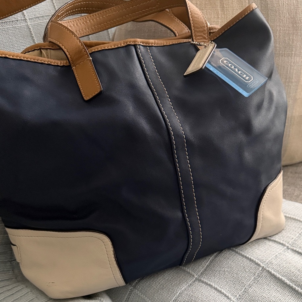 Coach Women’s Blue and Brown Leather Purse